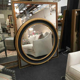 47" Round Navy/Gold Beveled Mirror