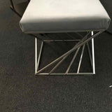 Light Blue Metal & Upholstery Square Ottoman