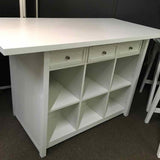 Table White Craft Style with Drawers & Cubbies